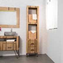 Wanda Collection – Colonne de salle de bain en bois massif mindi 190 cm – Hauteur, Largeur, Matières, Mode de fixation, Finition métal, Nombre de 