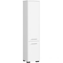 Abamihome - Colonne salle de bains akord fin Blanche 30 cm 2 portes façade Blanche 5 étagères 30x30x140 cm