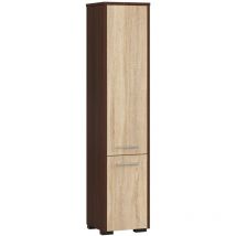 Abamihome - Colonne salle de bains akord fin Wengé 30 cm 2 portes façade Chêne Sonoma 5 étagères 30x30x140 cm