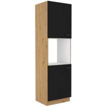 Colonne four - modena - 60 cm - 2 portes - Chene artisan et noir mat - cuisinier