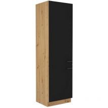 1000brico - Colonne - modena - 60 cm - 2 portes - Chene artisan et noir mat - cuisinier
