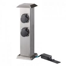 Dema - Colonne multiprise pour jardin - carrée - inox - 4 prises