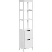 Kleankin - Meuble colonne rangement salle de bain dim. 30L x 30l x 144H cm 2 tiroirs 3 étagères mdf blanc