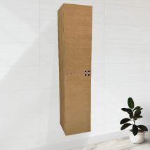 Byca - Colonne salle de bain suspendue de rangement - 160 cm en chêne naturel - Hémi
