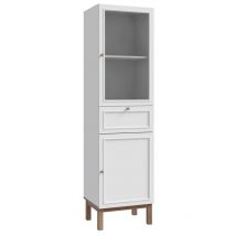 Meubletmoi - Colonne vitrée décor gris et chêne avec portes réversibles - udine