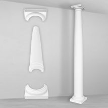 Colonnes et demi-colonnes rondes lisses stucco 152mm sélection N3015: Demi-colonne, Ensemble complet