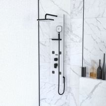 Aurlane - Colonne de douche avec 2 fond et 4 buses hydromassantes Blanc 125 cm