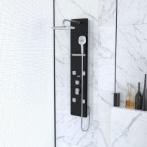 Aurlane - Colonne de douche avec 2 fond et 4 buses hydromassantes Noir 125 cm