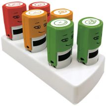 Colop - nio Emoji - Juego de sellos para escuela y profesores, 6 diseños de emoji, tamaño de impresión: diámetro de 17 mm, bandeja compacta