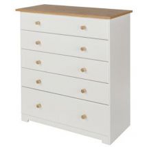 Core Products - Colorado 5 Drawer Chest - mdf/mdp - 80 x 38 x 96.4 cm - Soft White/Oak