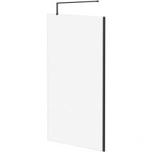 Colore 8mm Clear Glass Matt Black 1850mm x 1100mm Walk In Shower Screen including Wall Channel and Support Bar