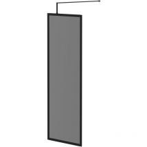 8mm Smoked Glass Matt Black 1950mm x 700mm Fully Framed Walk In Shower Screen including Wall Channel and Support Bar - Colore