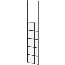 Colore 8mm Clear Glass Matt Black Crittall Frame 1950mm x 700mm Walk In Shower Screen including Ceiling Posts