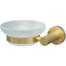 Brushed Brass and Frosted Glass Industrial Style Wall Mounted Soap Dish - Brushed Brass - Colore