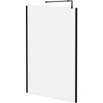 Colore - 8mm Clear Glass Matt Black 1850mm x 1400mm Walk In Shower Screen including Wall Channel with End Profile and Support Bar - Matt Black