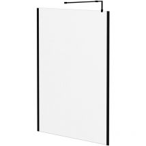 Colore - 8mm Clear Glass Matt Black 1850mm x 1400mm Walk In Shower Screen including Wall Channel with End Profile and Support Bar - Matt Black