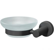 Matt Black and Frosted Glass Industrial Style Wall Mounted Soap Dish - Matt Black - Colore