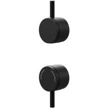 Matt Black Industrial Style Half Knurled Control Handle Set for Twin Shower Valve - Colore