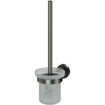 Colore - Orbit Gunmetal Grey and Frosted Glass Wall Mounted Toilet Brush and Holder