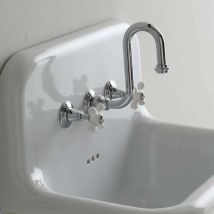 True Colors - Miscelatore a collo d39oca in ottone cromato con maniglia in porcellana - Finitura di fascia alta