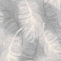 Coloroll - Feather Wallpaper Glitter Effect Textured Dappled Grey White Silver Luxury