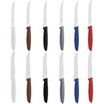 Set di 12 Coltelli da Tavola in Vari Colori - Acciaio per Bistecca - 22 cm - Lavabile in Lavastoviglie