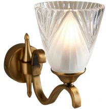 Interiors 1900 - Interiors Columbia Brass - 1 Light Wall Light Antique Brass with Glass Shade, E14