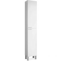 FRS - Columna alta Kris para baño de 2 puertas en acabado blanco brillo 182 cm(alto)30 cm(ancho)25 cm(largo)