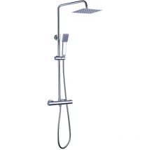 Columna Ducha termostática tacto frío cuadrada de 85-115 cm acabado cromo brillo fabricado en latón - Kibath
