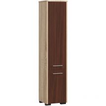 Columna de baño Akord fin Roble Sonoma 30 cm 2 puertas frente en color Wenge 5 estantes 30x30x140 cm
