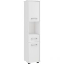 Abamihome - Columna de baño akord fin Blanco 30 cm 2 puertas 1 cajón frente en color Blanco 5 estantes 30x30x140 cm