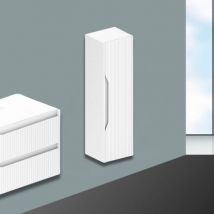 Columna de baño suspendida blanco mate efecto estriado 35x30x120H - Gaper
