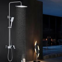 Ultrixe - Columna de Ducha Set de Ducha Ducha de Mano 3 Jets Ducha de Cabeza Cuadrada, Columna de Ducha Regulable en Altura para Baño
