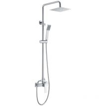 Ensemble colonne de douche - Barre de douche monocommande extensible en acier inoxydable avec pomme de douche et poignée de douche en Chrome