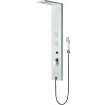 Colonne de Douche Hydromassante K2O Lusso Calm 20x7x130cm 2 Jets, Douchette à Main, Effet Pluie et Buses Anti-Calcaire, Aluminium Blanc