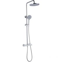 K2O - Colonne de Douche Chillout River 83-119 cm Design Rond avec Robinet Mitigeur Thermostatique, Hauteur Réglable, Pommeau de Douche et Douchette à