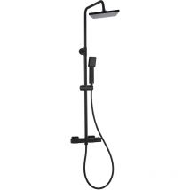 K2O - Colonne de Douche Chillout Sea 83-119cm Design Carré Noir Mat - Robinet Mitigeur Thermostatique, Hauteur Réglable, Douchette à Main