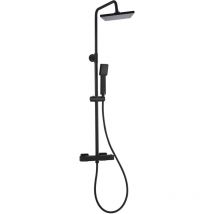 K2O - Columna de Ducha Chillout Sea 83-119cm Diseño Cuadrado Negro Mate - Grifo Termostático, Altura Regulable, Ducha de Mano