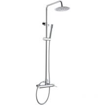 Colonne de douche monocommande avec barre extensible 95-125cm - Barre de douche avec douchette et poignée - Robinetterie salle de bain chromée