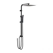 Ubeegol - Columna de Ducha Negra, Sistema de Ducha con Ducha de Mano, Kit de Ducha sin Mitigeur en Acero Inoxidable, Ajustable en Altura, Columna de