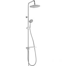 K2O - Colonne de Douche sans Robinet Chillout Bay 96,5cm en Acier Inoxydable avec Pommeau de Douche, Étagère et Douchette à Main à 5 Positions