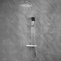 Auralum Max - Columna de ducha termostática, con cabezal de ducha 30 x 30 cm, cabezal de ducha 6 chorros, regulable en altura, juego de ducha con