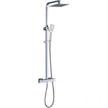 Columna De Ducha termostático cuadrada 80-120 cm acabado cromo brillo fabricado en latón - light grey