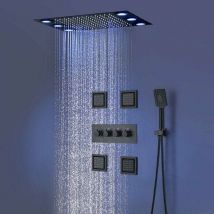 Esip - Colonna Doccia con Miscelatore Termostatico, 500x360mm 3 Funzioni Sistema Doccia a led a Incasso, Doccia a pioggia, 4 120x130mm Ugelli di