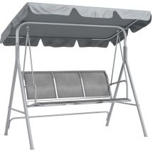 Columpio Balancín Jardín de 3 Plazas con Toldo Ajustable Respaldo Transpirable y Marco de Metal para Terraza Balcón Exterior 171x108x154 cm