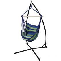 Ecd Germany - Silla colgante con soporte 208 cm - Silla colgante con 2 cojines - Azul - carga máx 120 kg - Marco colgante de silla - Estructura de