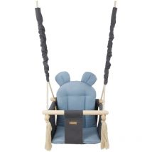 Columpio para bebés - columpio para bebés - con orejas - máximo 20 kg - gris, azul claro