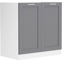 Colura meuble bas de cuisine pour évier 80 cm 2 portes gris anthracite, blanc.