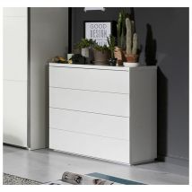 Comò moderno con 4 cassetti in finitura Bianco laccato lucido