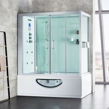 Boreal Sauna - Combi Balneo douche Hammam cbh white Archipel 179x97 - gauche